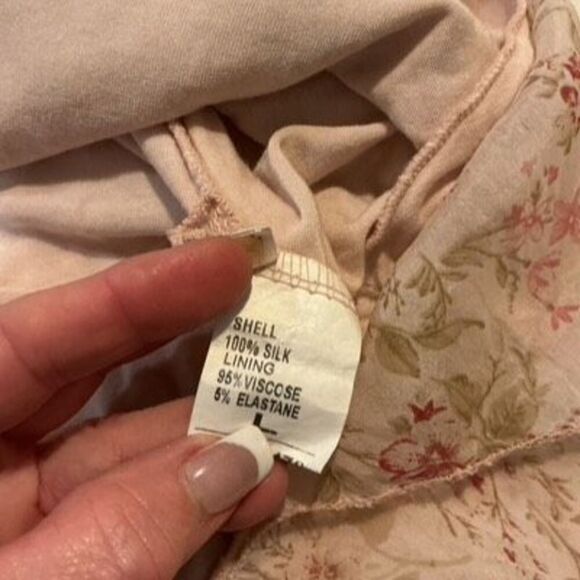 GIUSY 100% Silk Romantic Flowy Top Stretch Lined Made in Italy Cottagecore - Picture 4 of 9